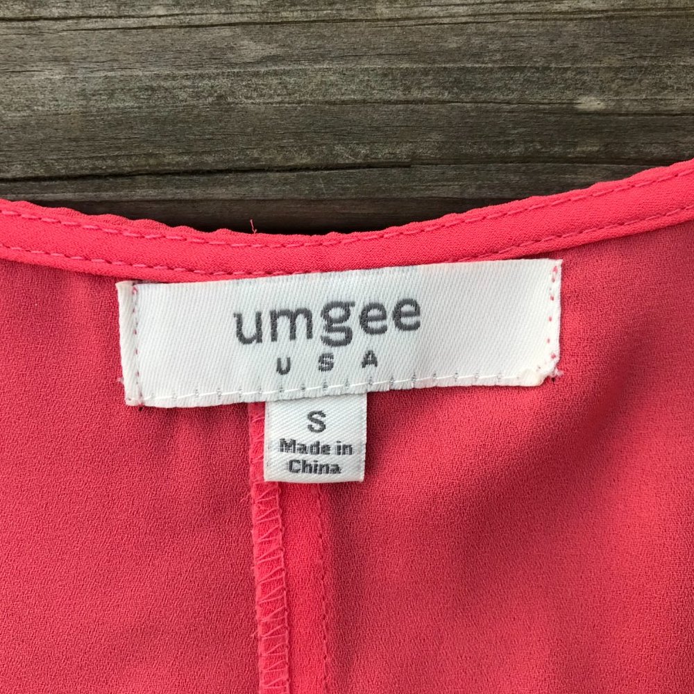 Umgee USA Women Top Blouse Shirt Pink W/ White Lac - Picture 3 of 8